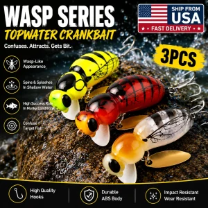 3Pcs Wasp Minnow Topwater Fishing Lure