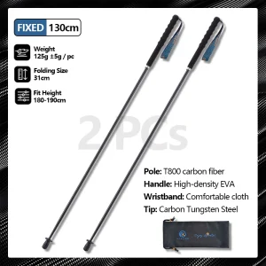 2PCs Pure Carbon Fiber Hiking Stick
