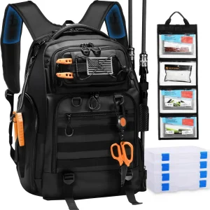 50L Fishing Tackle Backpack with Removable Lure