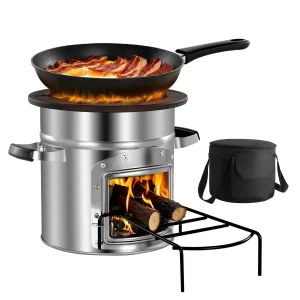 SucceBuy Camping Rocket Stove Wood Burning Rocket Stove with Carrying Bag for Backpacking Burn Wood Twigs for Outdoor Cooking
