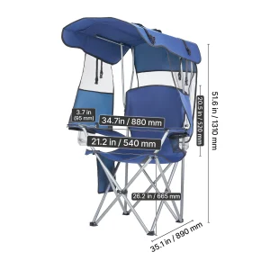 330lbs Camping Chair with Canopy Shade