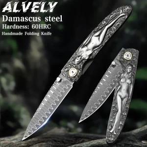 Damascus Steel Folding Pocket Knife