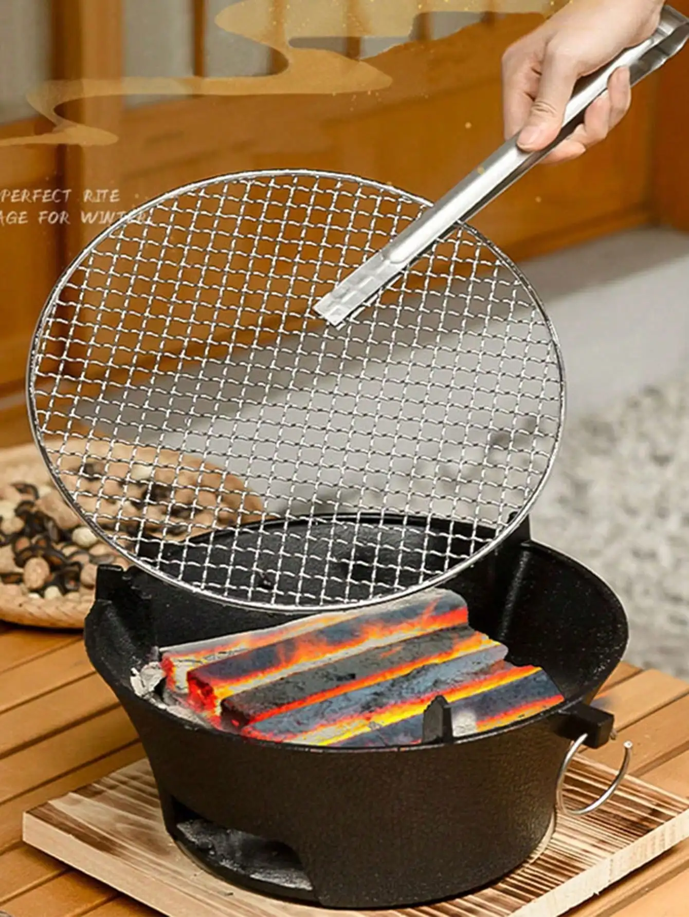 Cast Iron Charcoal Burner Complete BBQ Grill  Home Garden Holiday Gift - Image 5