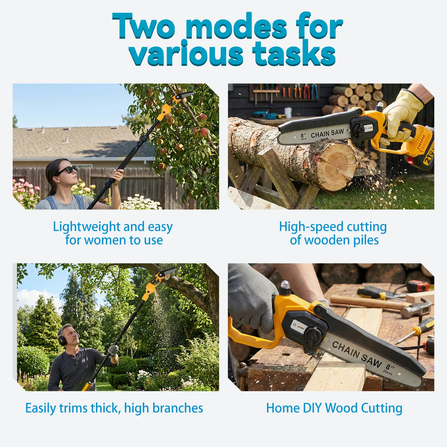 2-in-1 Electric Pole Saws, 6"&8"Cordless Power Saw - Image 2