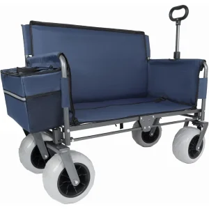 3-in-1 Folding Wagon with Bench Seat, , Collapsible Utility Cart for Camping,