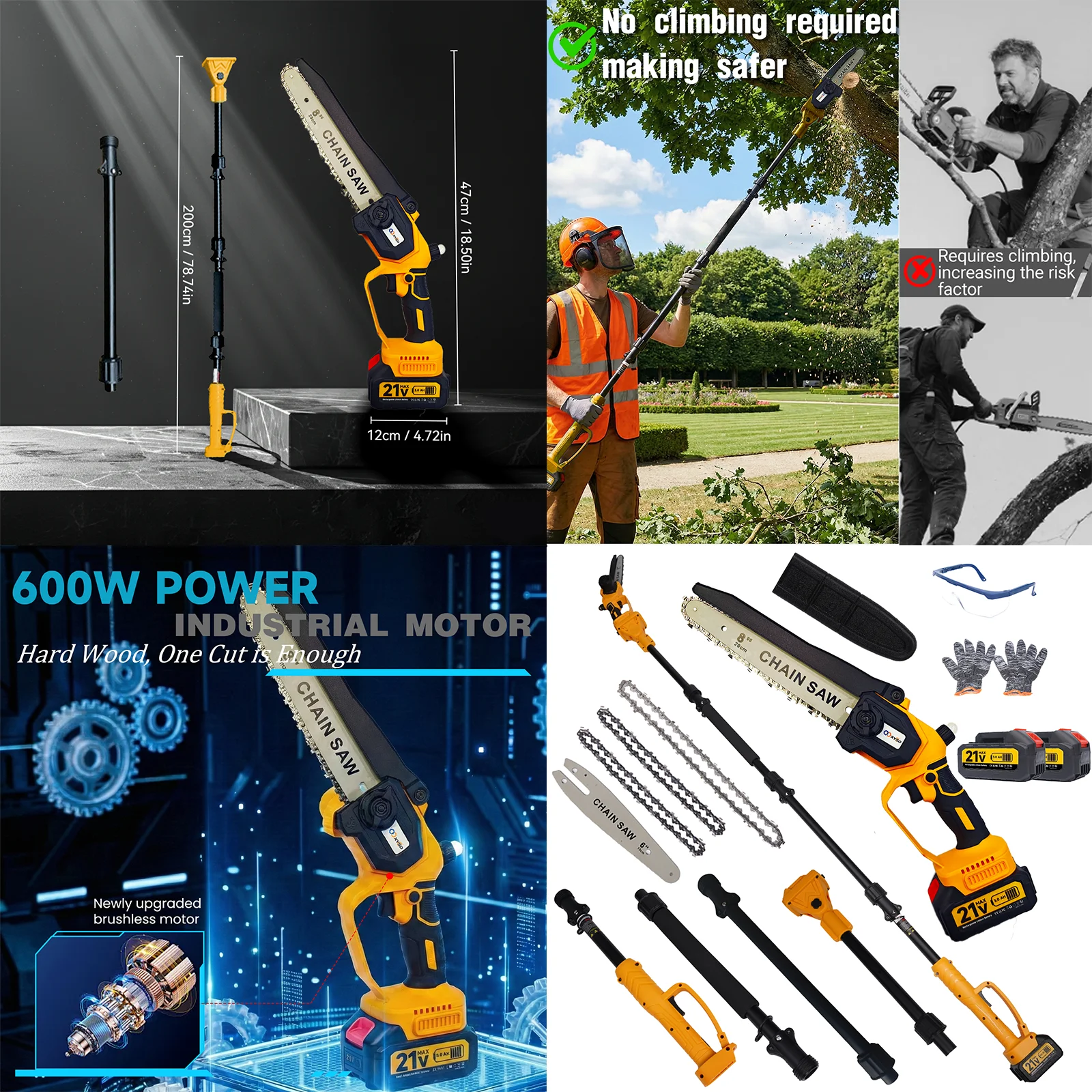 2-in-1 Electric Pole Saws, 6"&8"Cordless Power Saw - Image 5