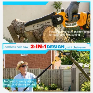 2-in-1 Electric Pole Saws, 6"&8"Cordless Power Saw - Thumbnail Image 3